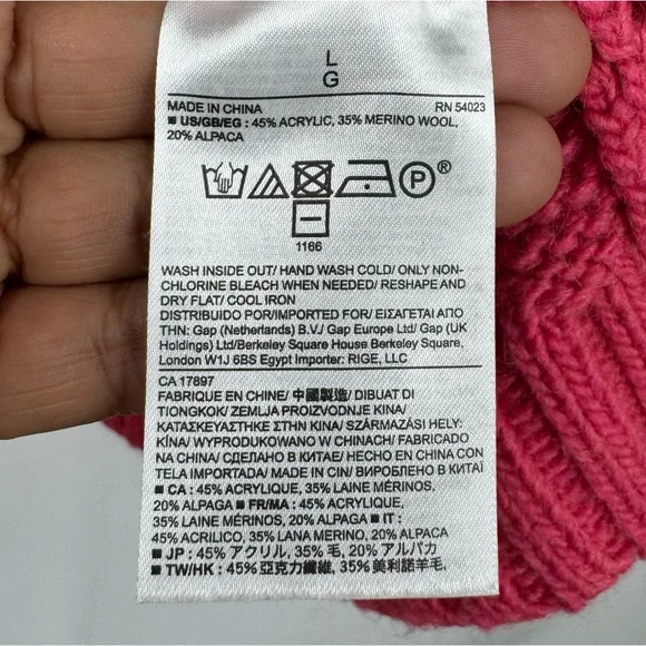 Banana Republic Mixed Stitch Turtleneck Sweater Merino Wool Alpaca Pink Large - Picture 6 of 6